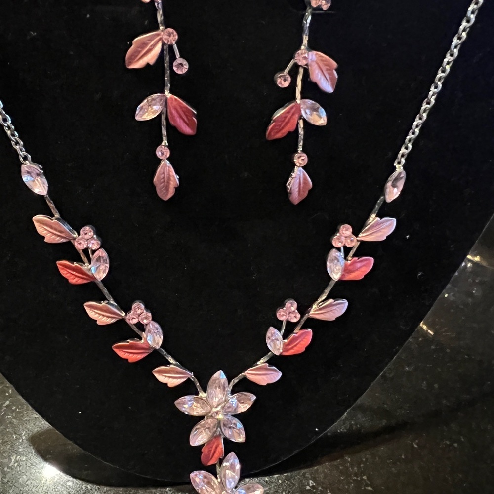 Elegant Pink Floral Jewelry Set